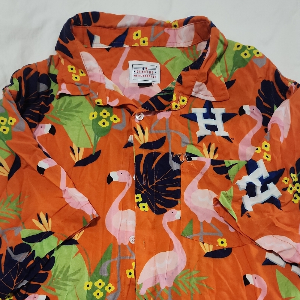 Genuine Merchandise Orange Flamingo Print Men's Shirt